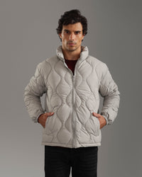 Light Stone Grey Quilted Puffer Jacket
