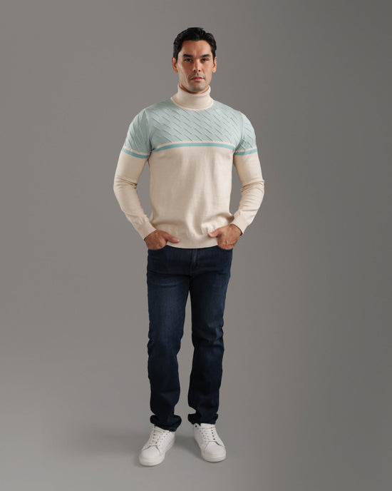Off-White Textured Turtleneck Pullover