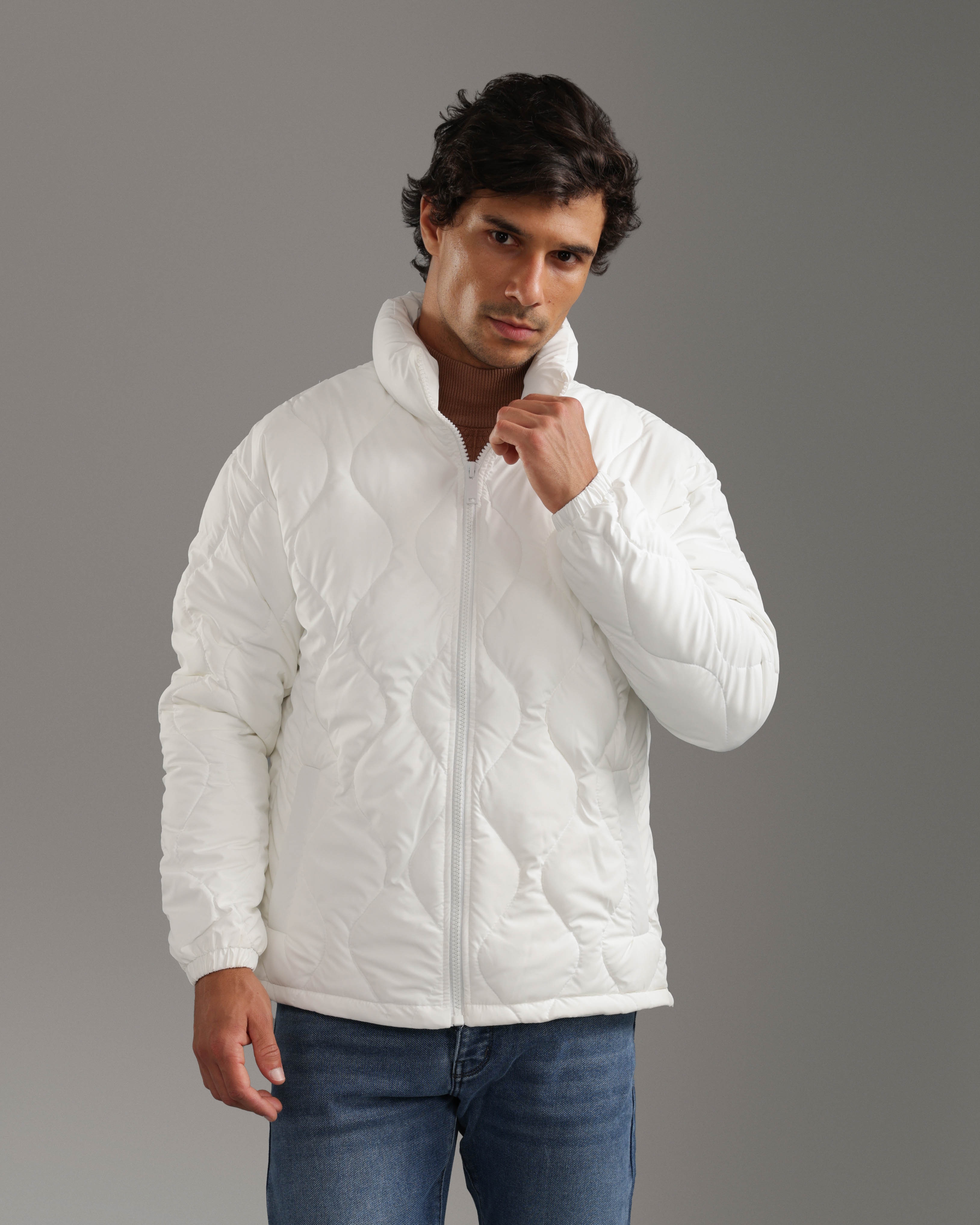 White Quilted Puffer Jacket