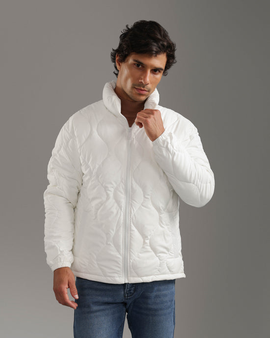 White Quilted Puffer Jacket