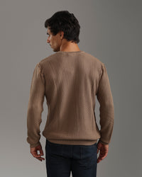 Beige Textured Knit Sweater