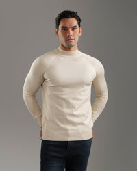 Beige High-Neck Pullover