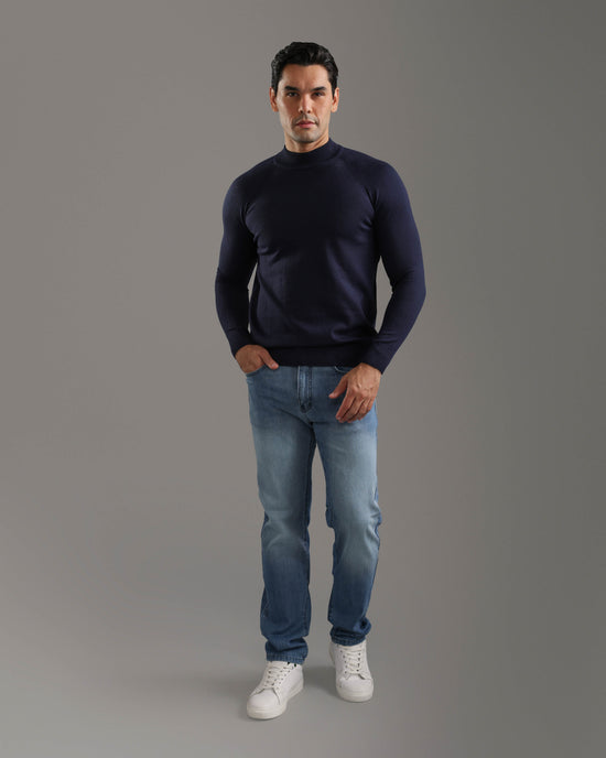 Navy Mock Neck Sweater