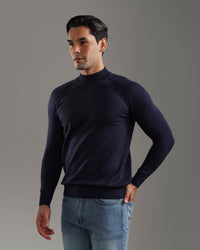 Navy Mock Neck Sweater