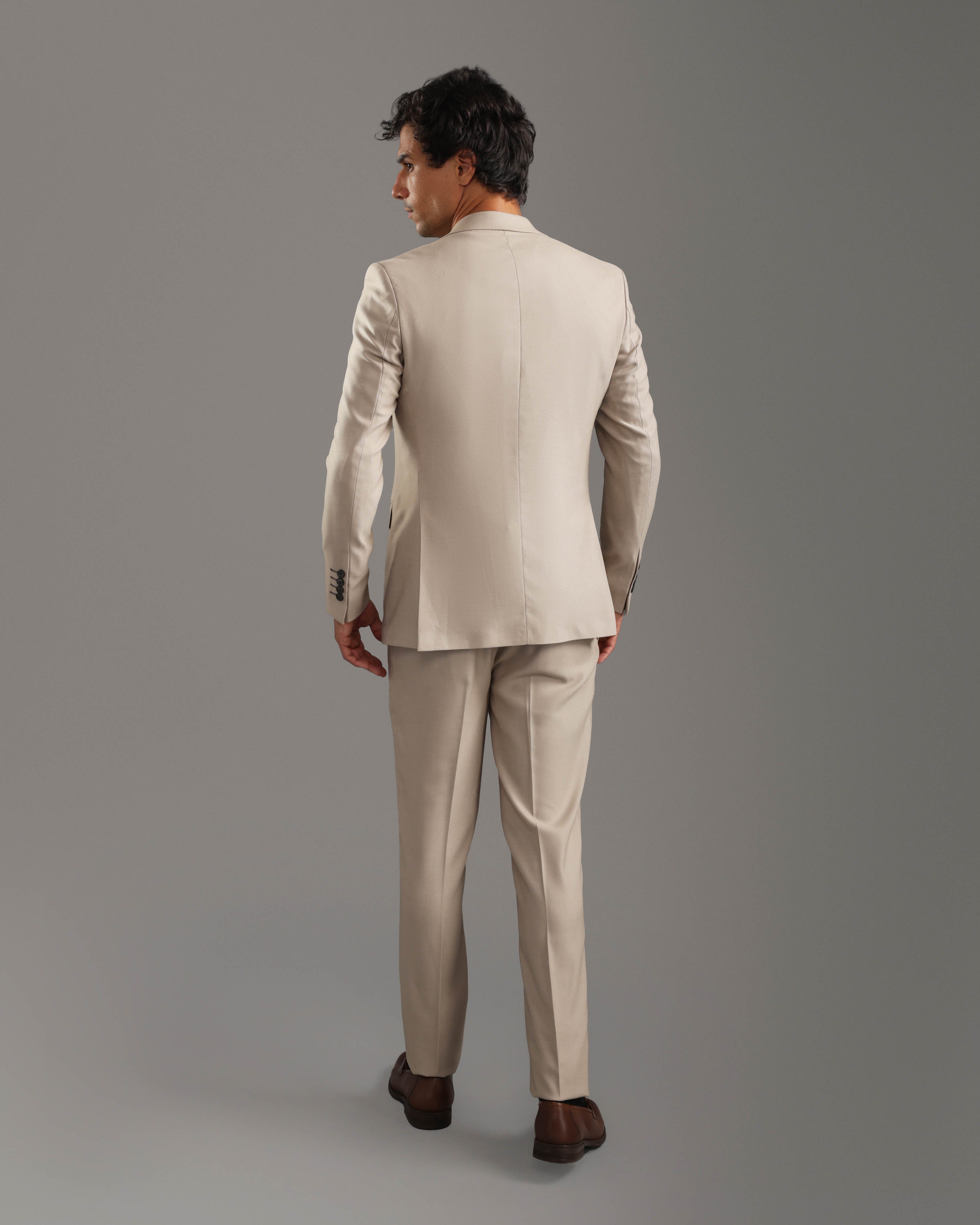 Beige Slim Fit Suit
