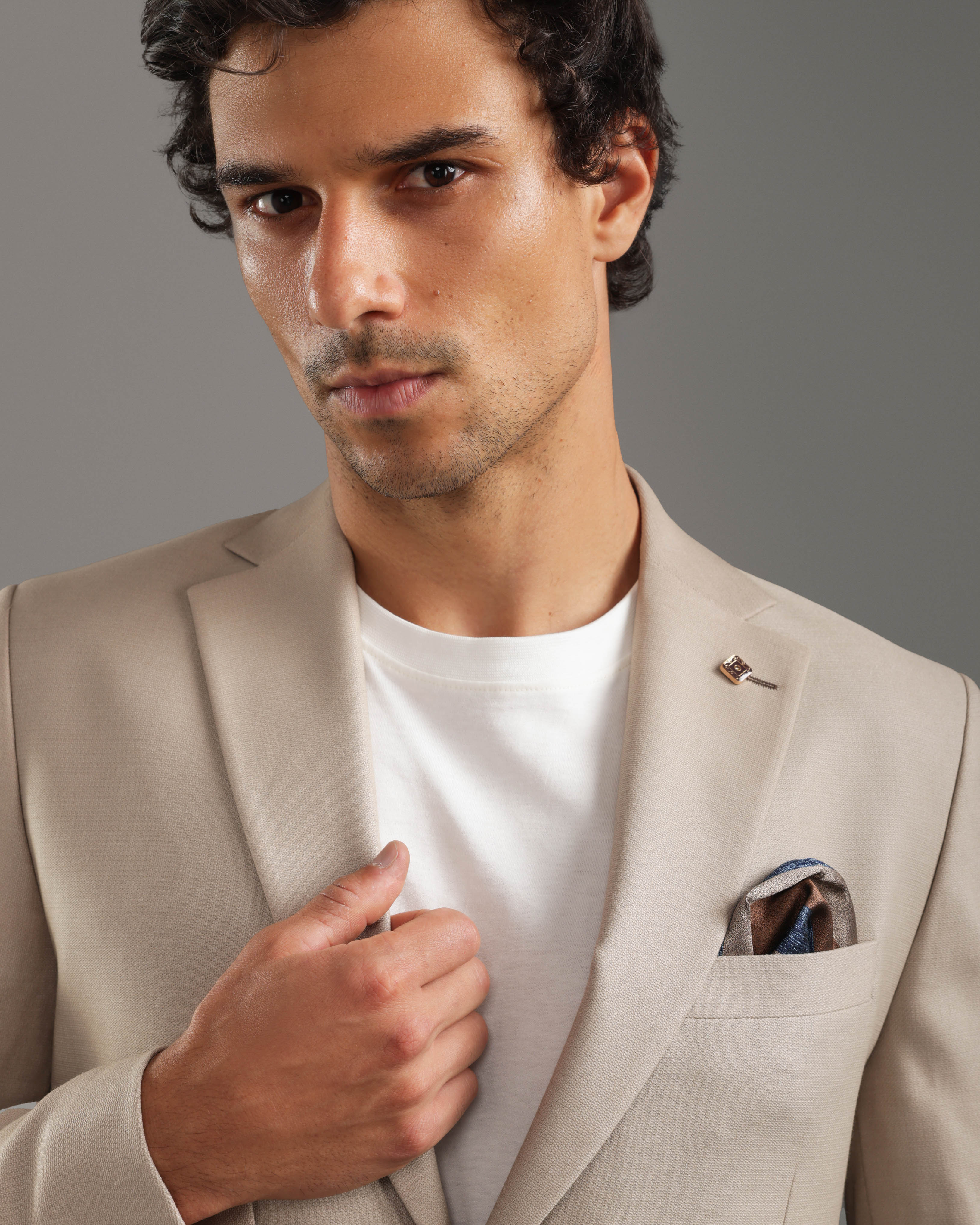 Beige Slim Fit Suit