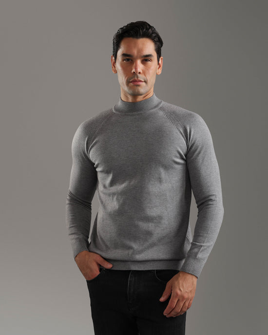 Grey Mock Neck Sweater