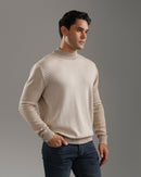 Beige Textured Mock Neck Sweater