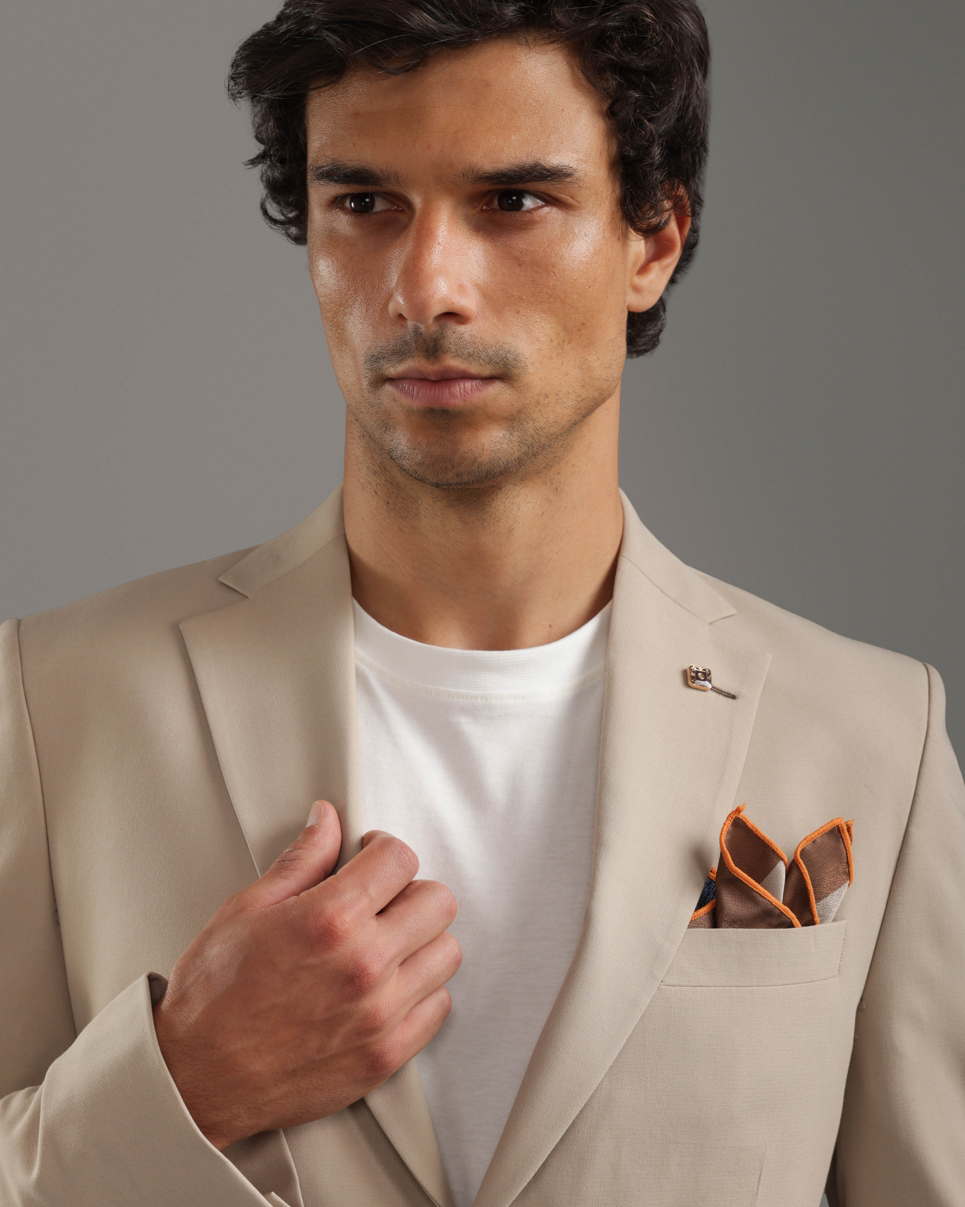 Beige Slim Fit Suit