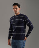 Navy Striped Knit Sweater