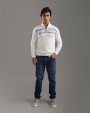 Off White Quarter-Zip Knit Sweater