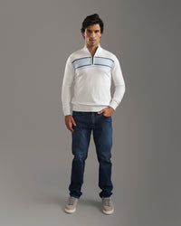 Off White Quarter-Zip Knit Sweater