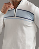 Off White Quarter-Zip Knit Sweater