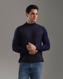 Navy Blue Geometric Knit Sweater