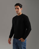 Black Textured Knit Sweater