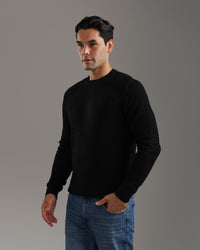 Black Textured Knit Sweater