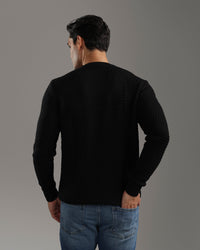 Black Textured Knit Sweater