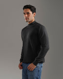 Charcoal Textured High-Neck Sweater