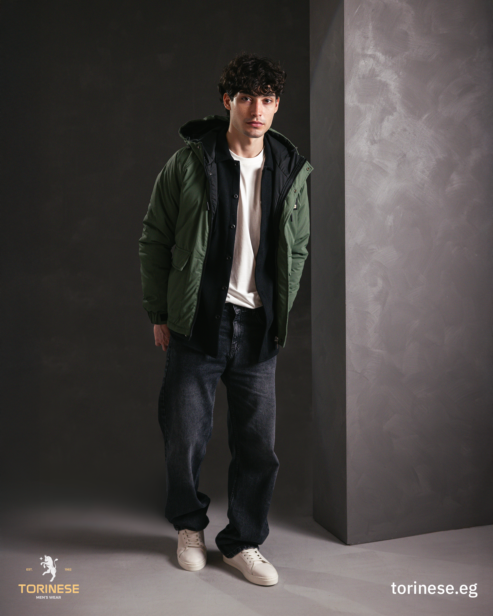 Olive Hooded Puffer Jacket