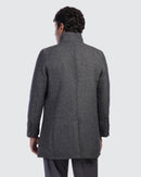 Textured Stand Collar Coat
