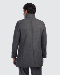 Textured Stand Collar Coat