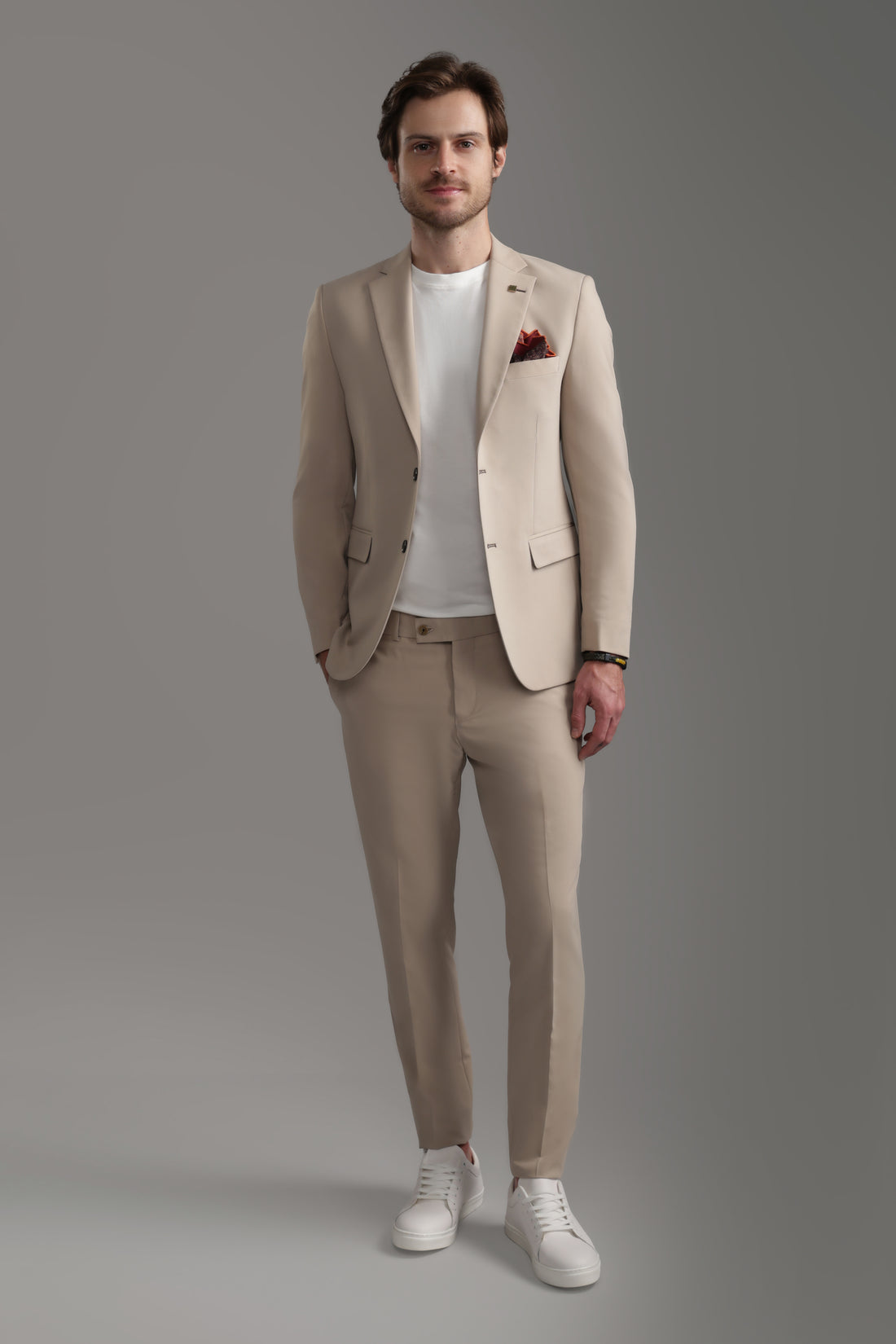 Slim Fit Beige Suit