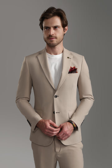 Slim Fit Beige Suit