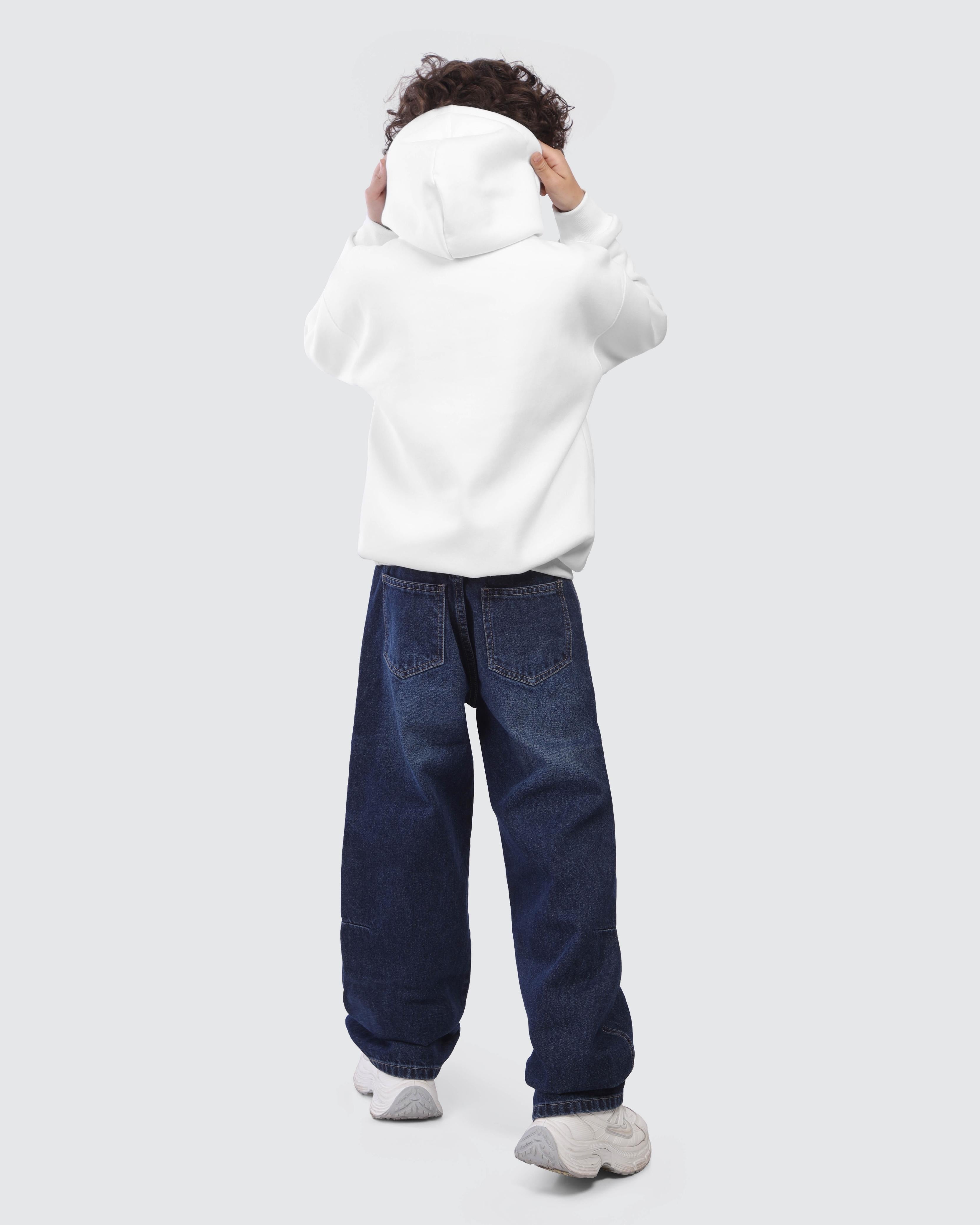Kids White Teddy Club Hoodie