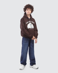 Kids Brown Graphic Hoodie