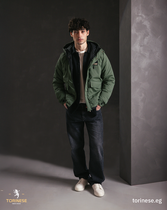 Olive Hooded Puffer Jacket