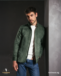 Green Suede Zip Jacket
