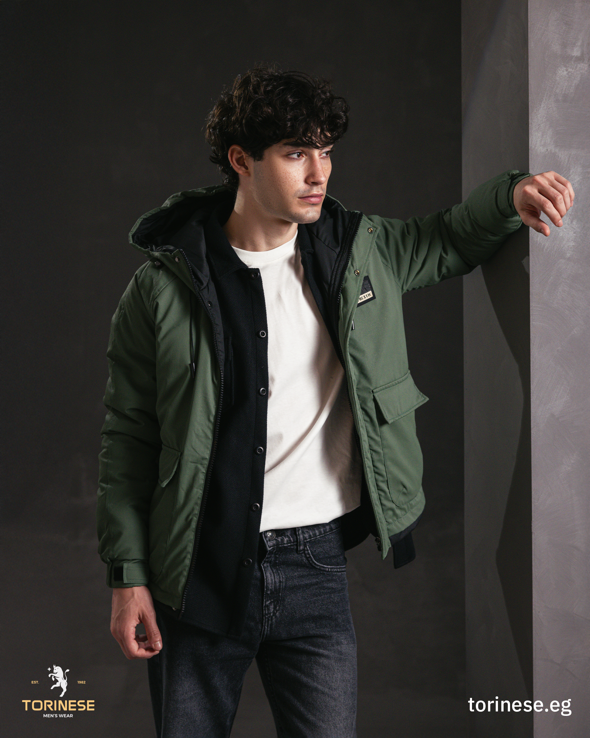 Olive Hooded Puffer Jacket
