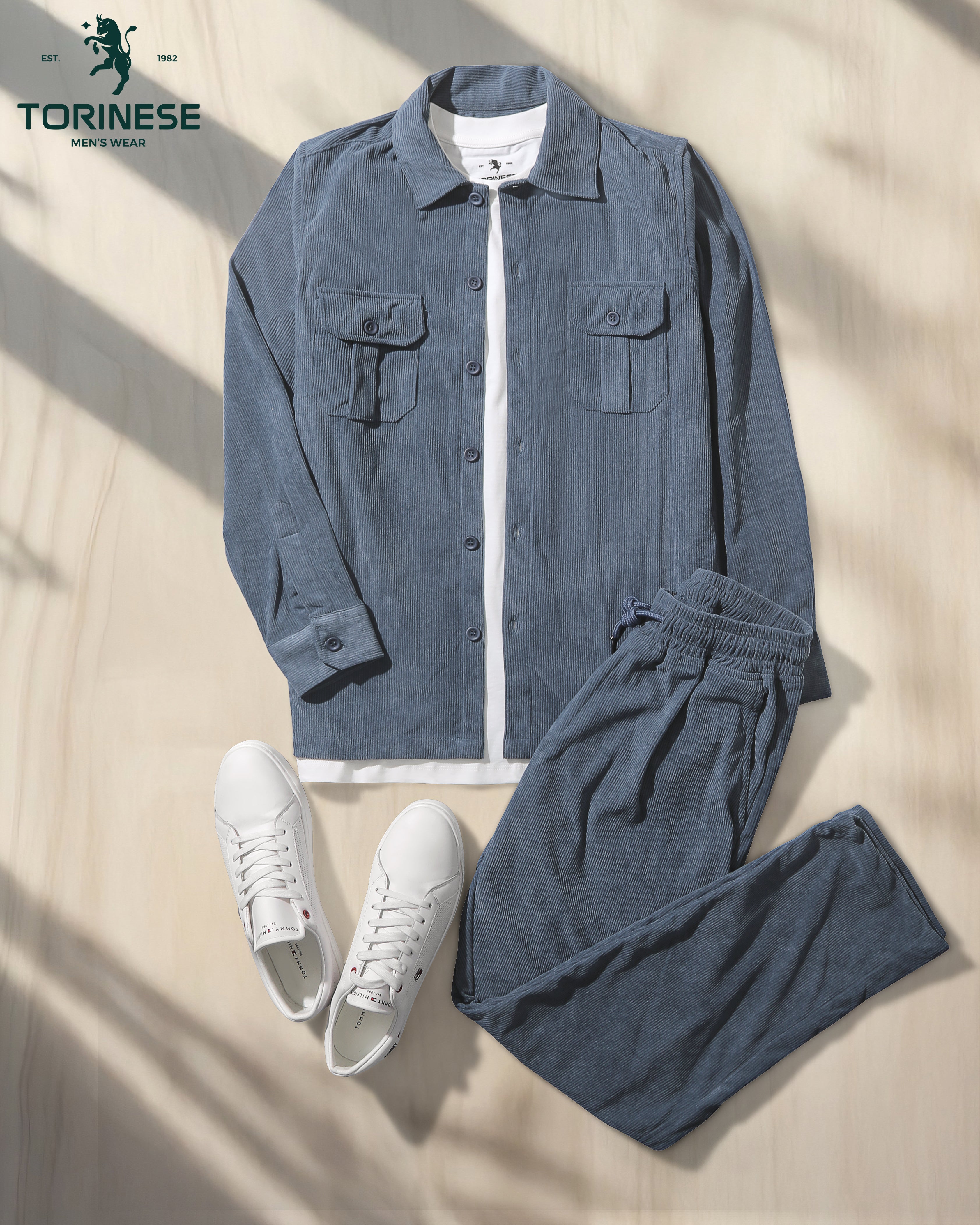 Premium Teal Blue Corduroy Co-ord Set
