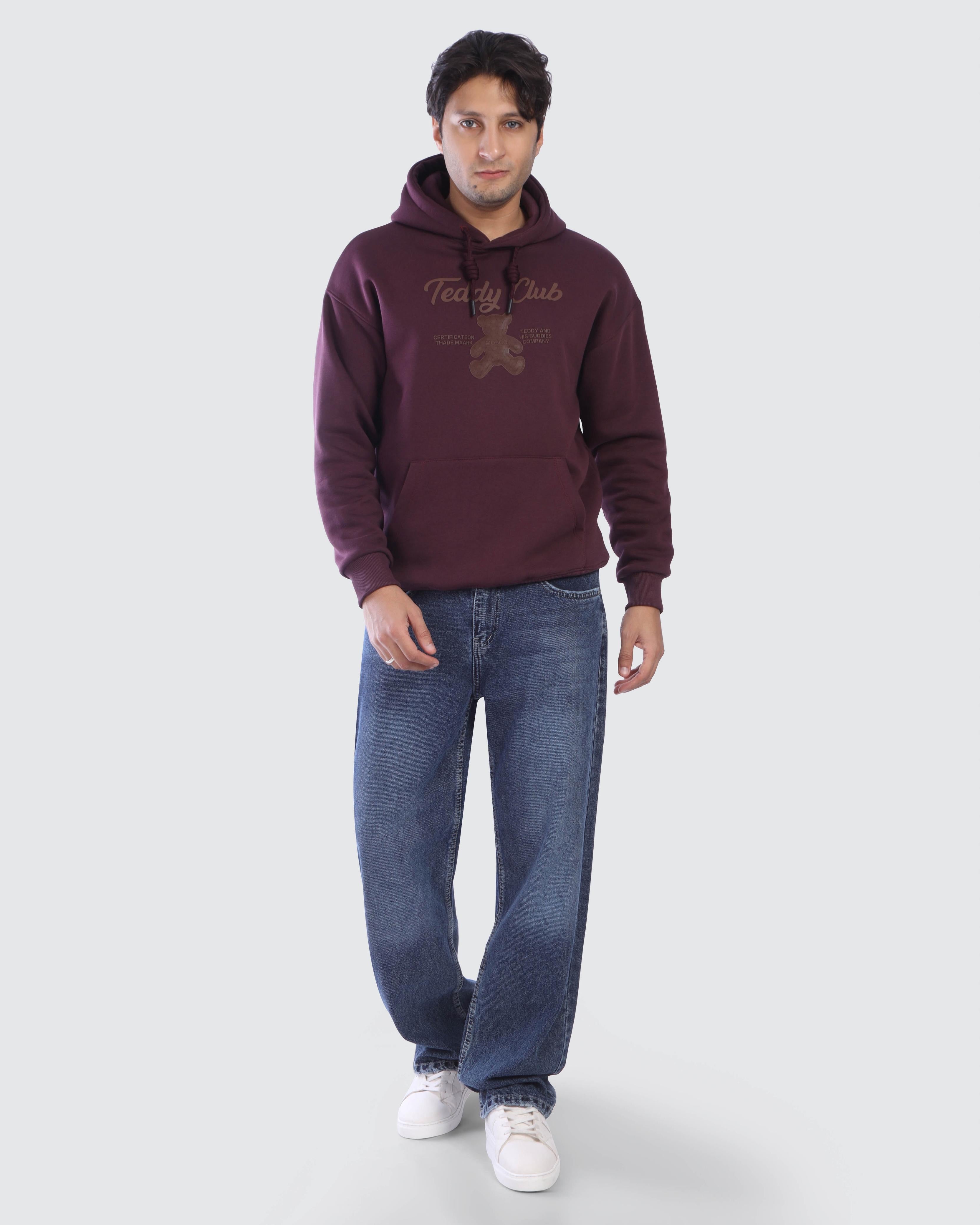 Burgundy Teddy Club Hoodie