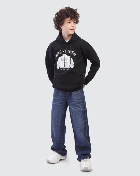 Kids Black Graphic Hoodie