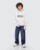 Kids White Printed Hoodie