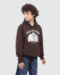Kids Brown Graphic Hoodie