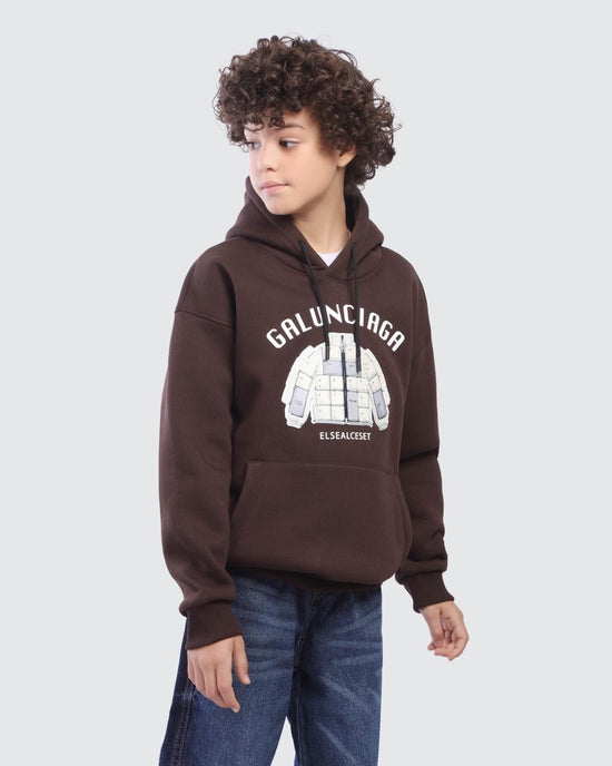 Kids Brown Graphic Hoodie