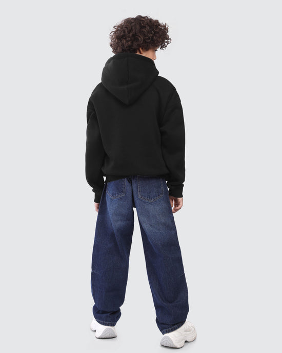 Kids Black Teddy Graphic Hoodie