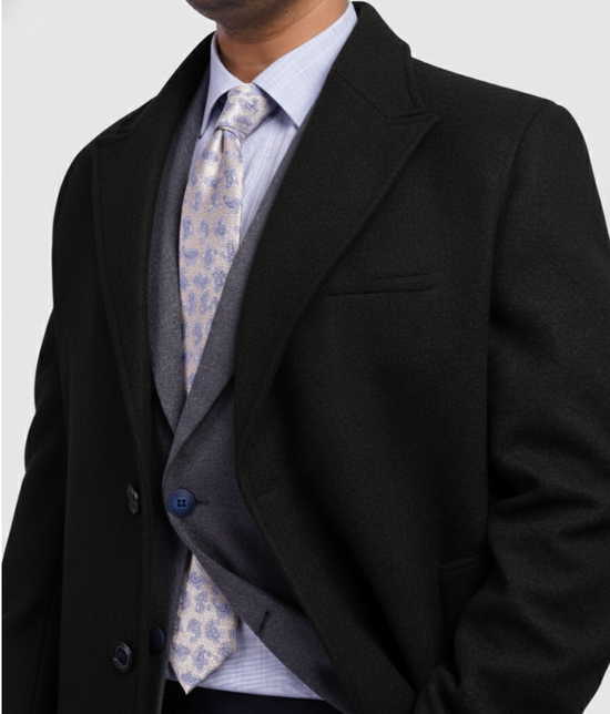 Classic Black Tailored Overcoat
