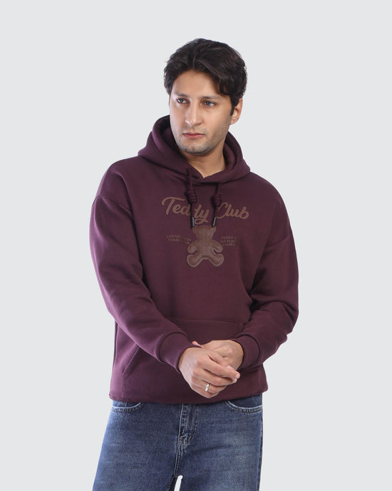 Burgundy Teddy Club Hoodie