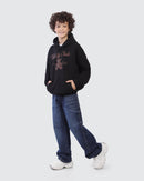 Kids Black Teddy Graphic Hoodie