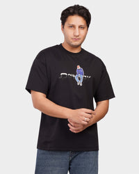TORINESE "Pathway" Urban Illustration Black Oversize Tee