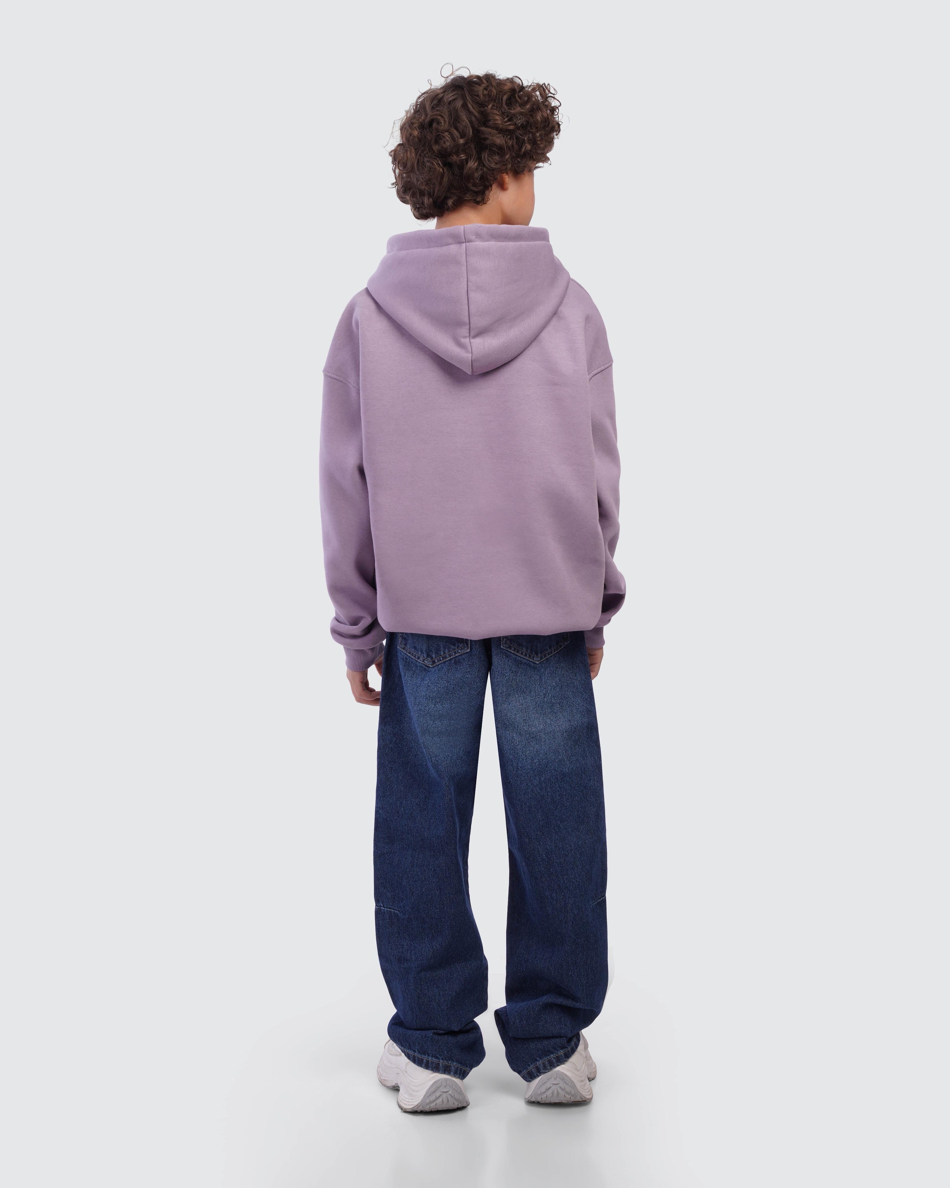 Kids Mauve Printed Hoodie