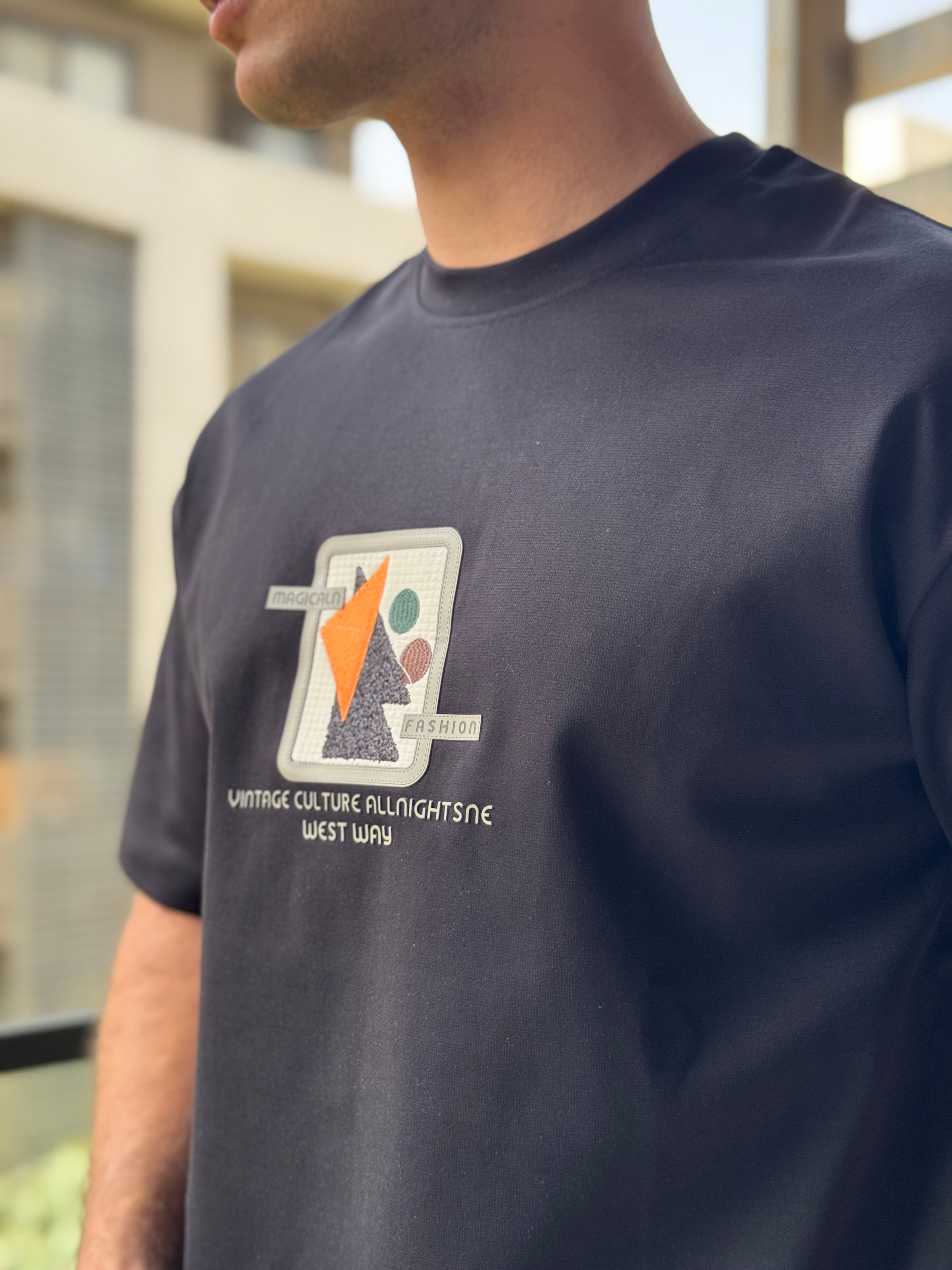 TORINESE "Abstract Geo-Frame" Raised Multi-Texture Oversize Tee Collection