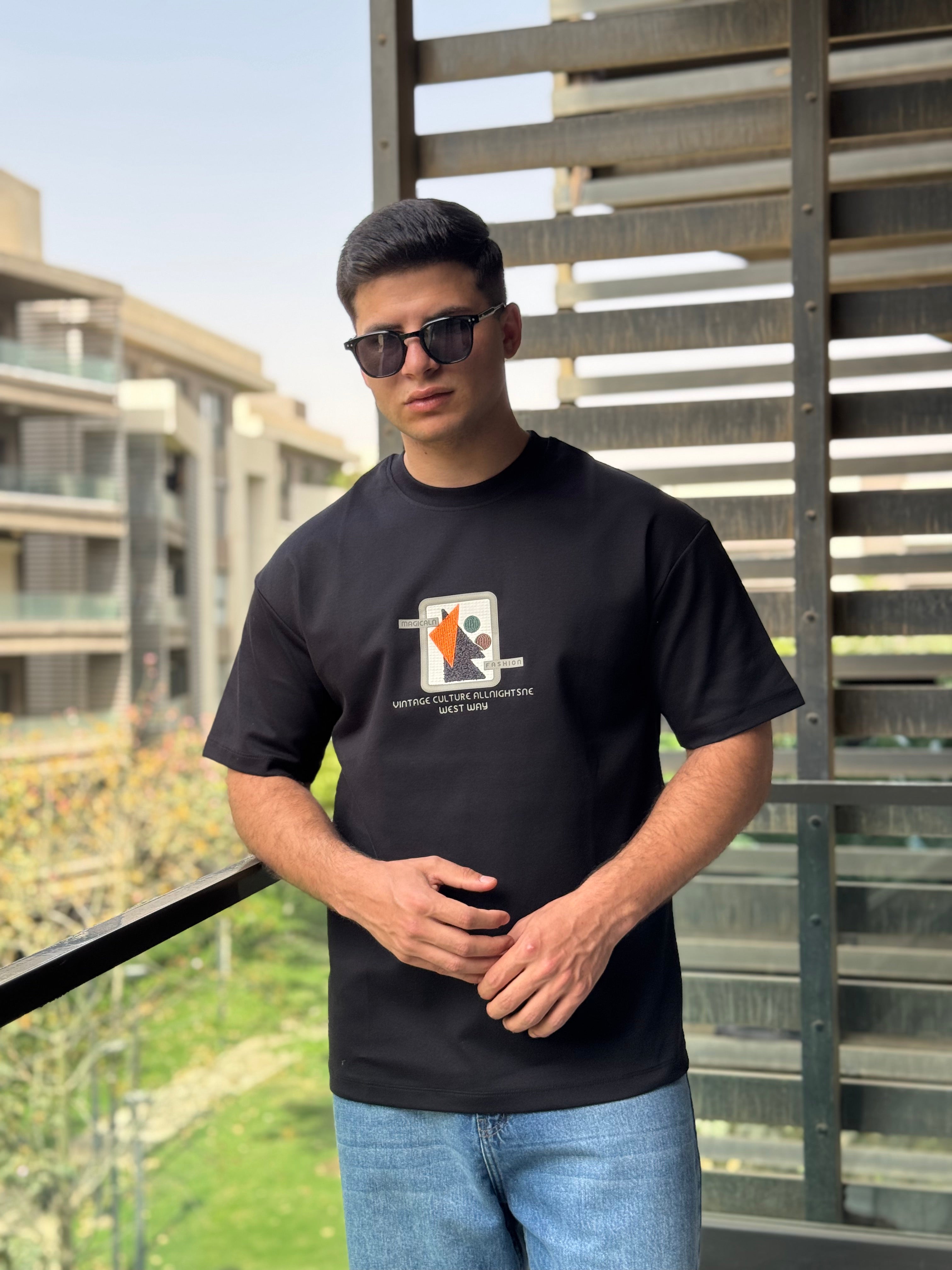 TORINESE "Abstract Geo-Frame" Raised Multi-Texture Oversize Tee Collection