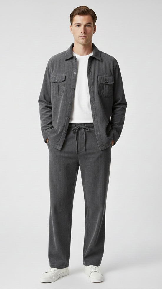 Premium Charcoal Grey Corduroy Co-ord Set