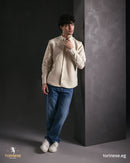 Beige Suede-Finish Zip-Up Jacket