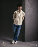 Beige Suede-Finish Zip-Up Jacket