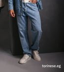 Ice Blue Wide-Leg Denim Jeans